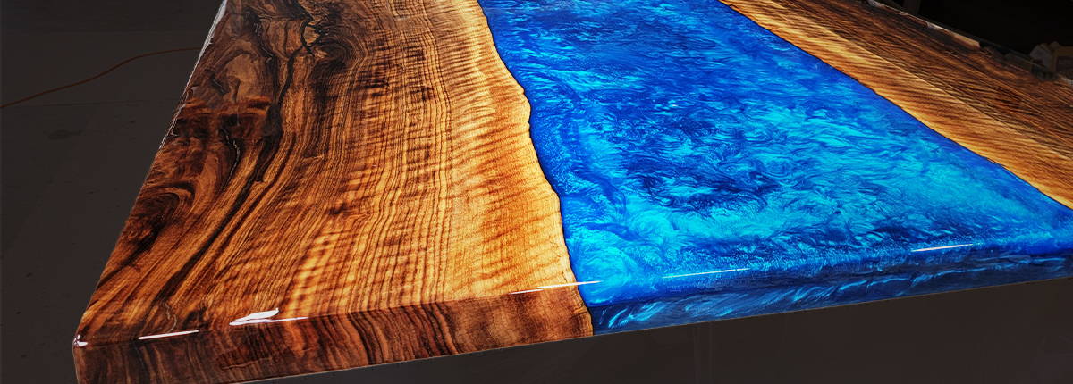 epoxy resin wood river table