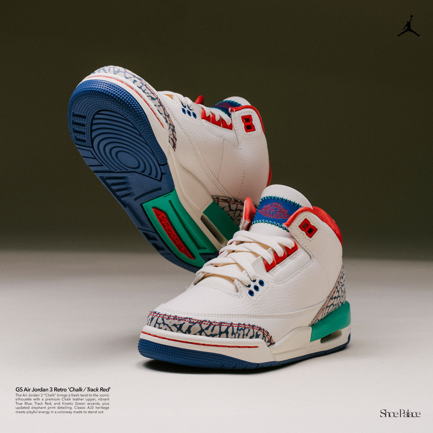 A pair of stylish white and colorful sneakers on display.