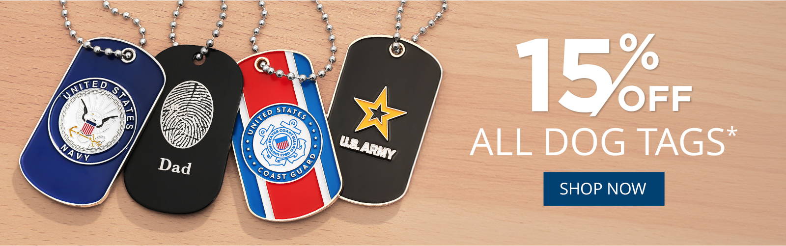 personalized navy, coast guard, army, and black aluminum dog tags
