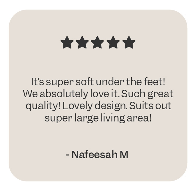 Customer review praising a product's softness and design with five stars.