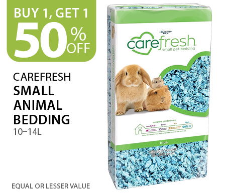 Buy 1, get 1 50% off Carefresh Small Animal Bedding 10–14L. Equal or lesser value