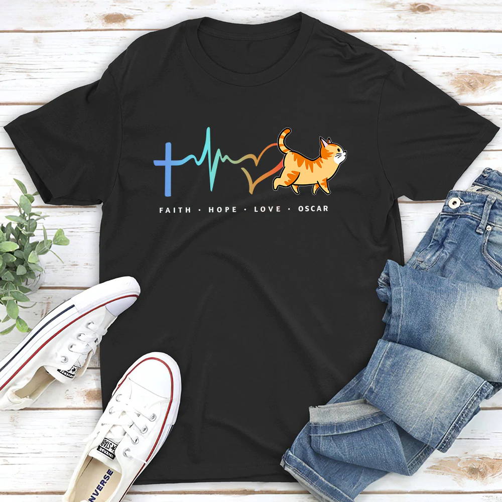FAITH HOPE LOVE CAT - PERSONALIZED CUSTOM UNISEX T-SHIRT