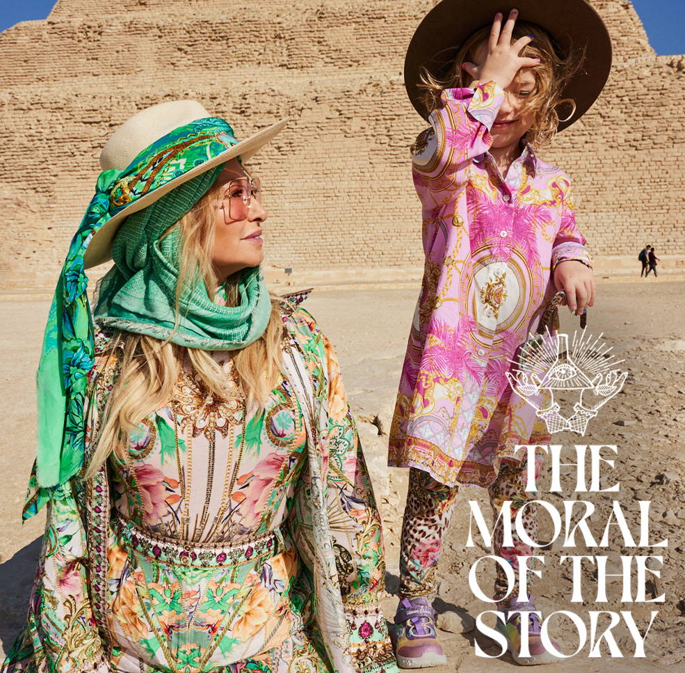 Camilla Franks and daughter Luna wearing new collection CAMILLA The Moral Of The Story products while travelling Egypt