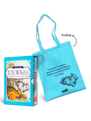 Book by E.B. White with a matching tote bag.