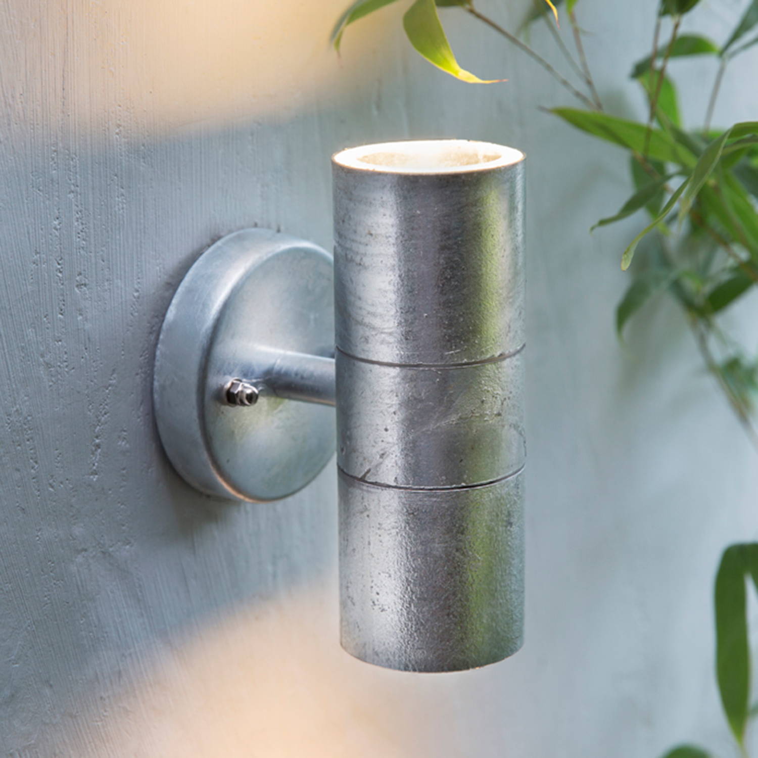 Outdoor wall light lit up