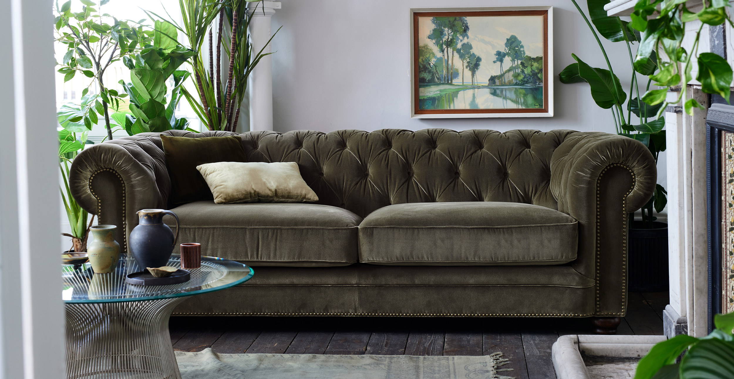 Winnie Sofa Collection - Pewter Studs & Memory Foam Seats - An Update Of A Classic Style