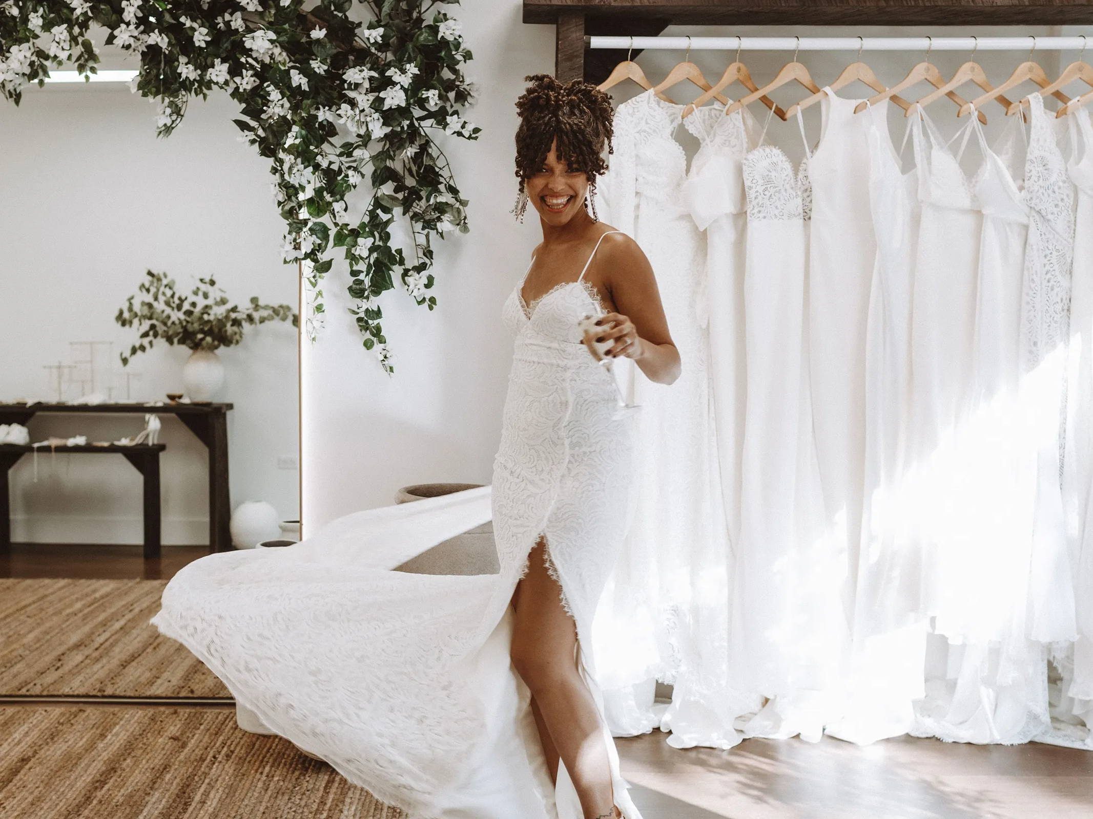 Bride in the Grace Loves Lace San Francisco salon wearing the Sofia gown