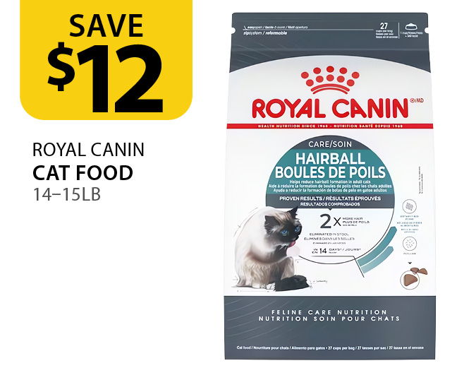 $12 off Royal Canin Cat Food 14–15lb