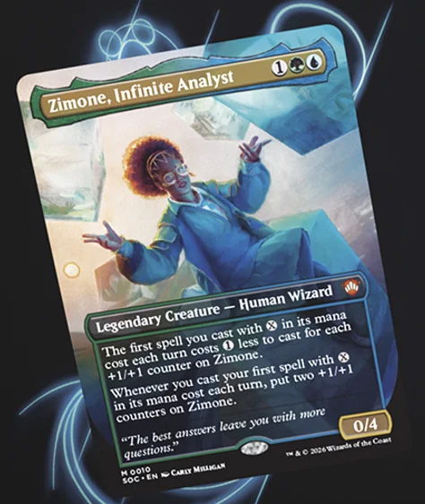 The card Zimone, Infinite Analyst from the MTG Quandrix Unlimited deck.