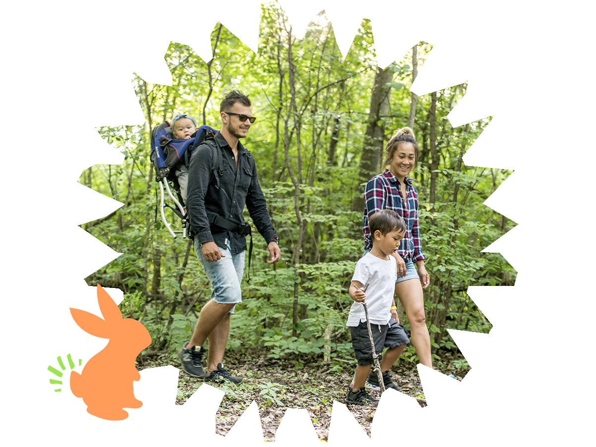 Family of four hiking outdoors- Babo Botanicals