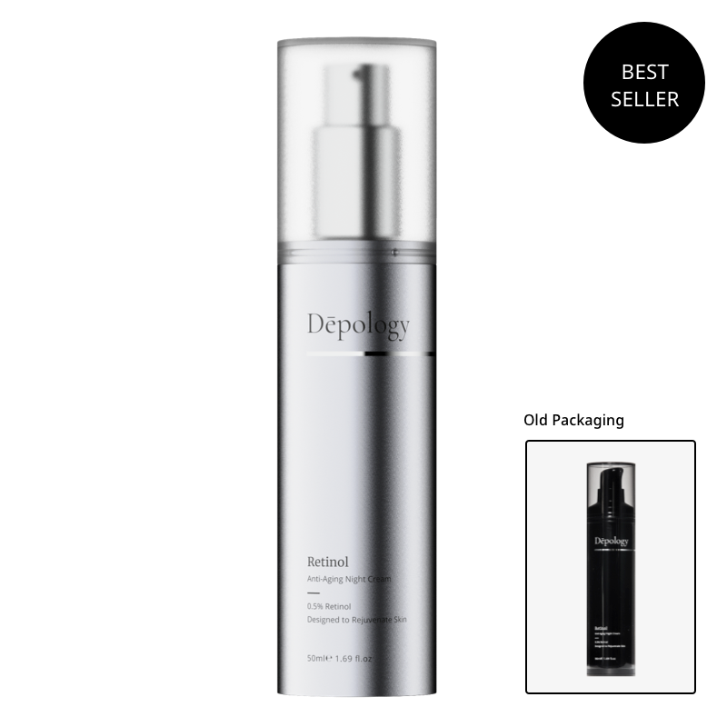 New retinol night cream packaging bottle from silver to black 