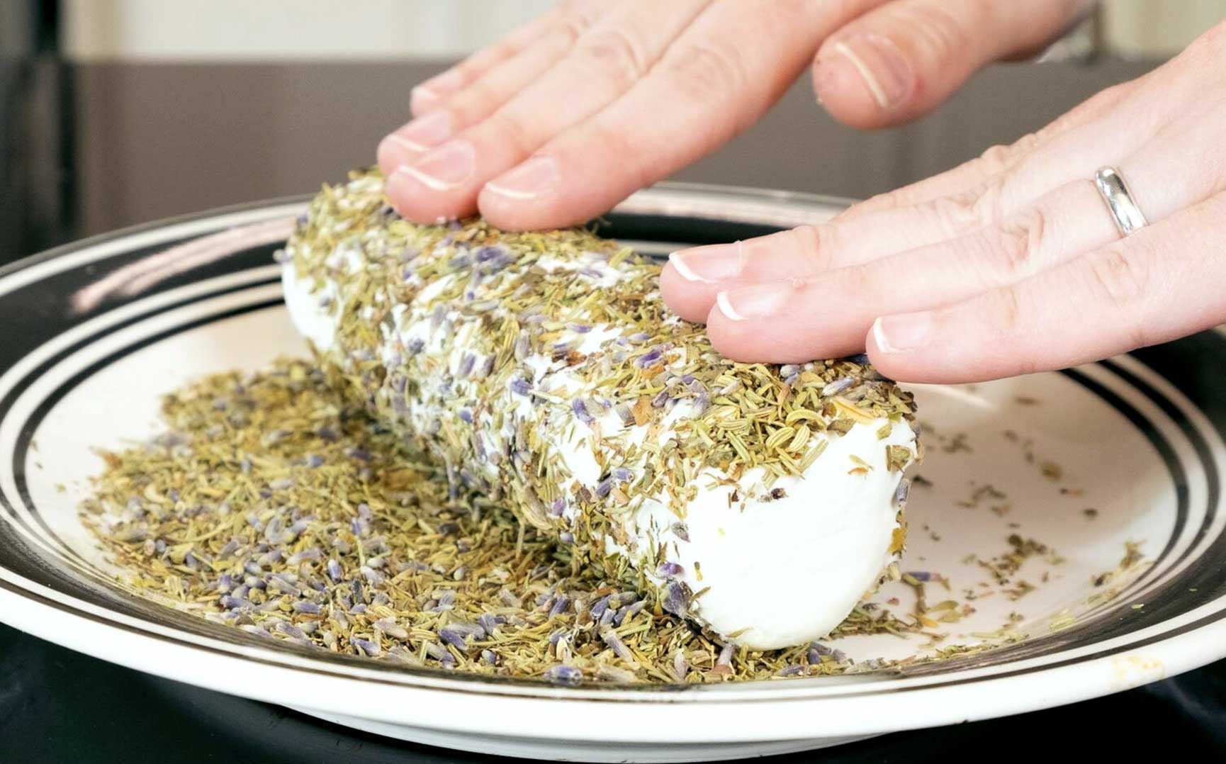 Adding herbs to homemade cheese
