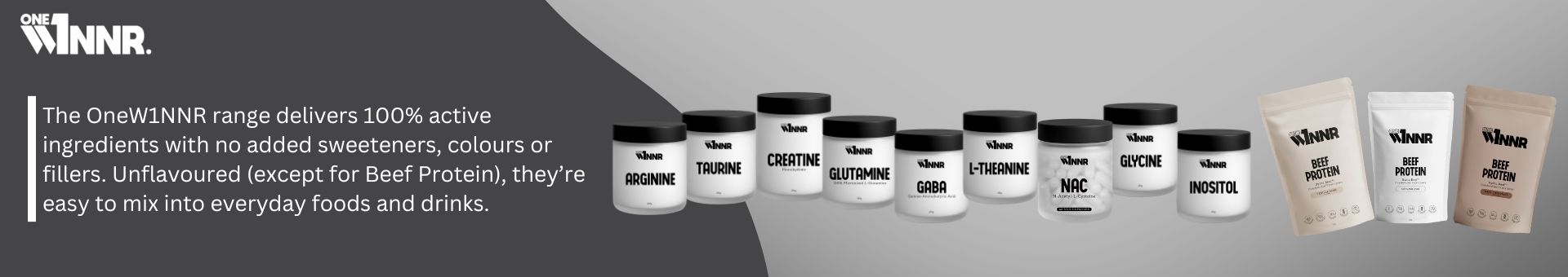 Various cosmetic product containers on a gray background.