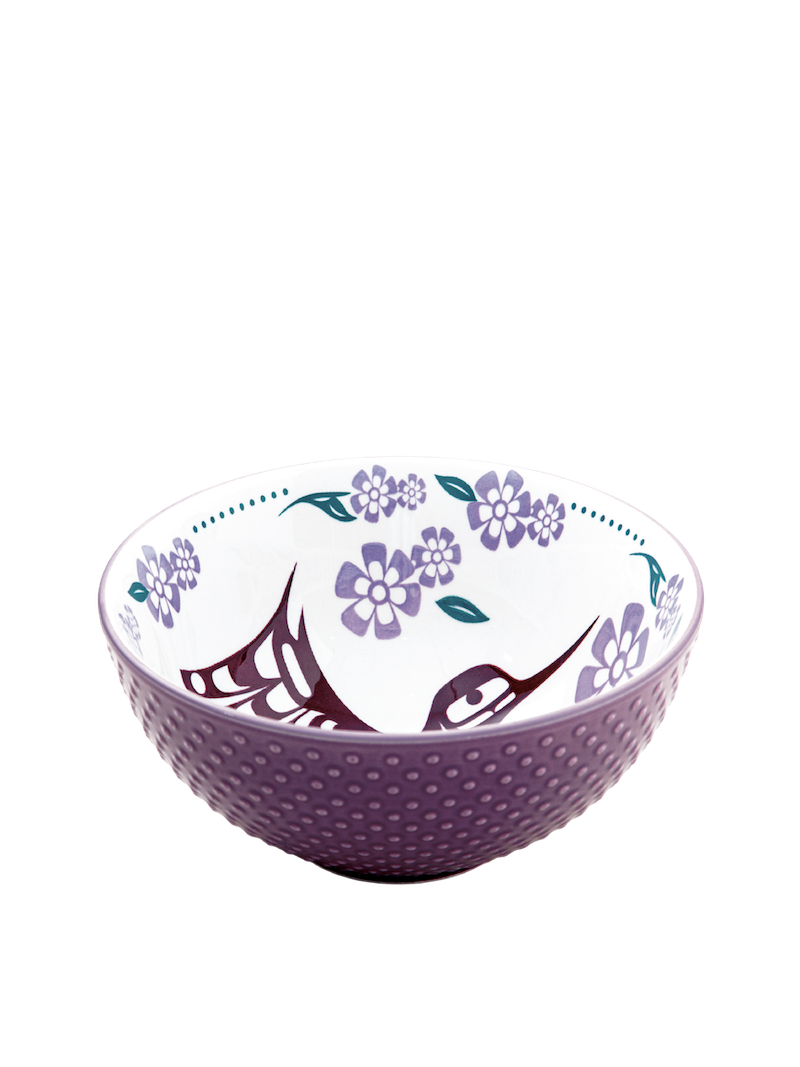 Porcelain Art Bowl (Medium) - Hummingbird (Purple)