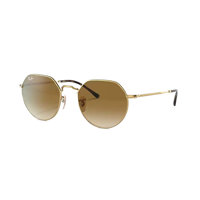 Brown tinted sunglasses with a gold frame on a white background.