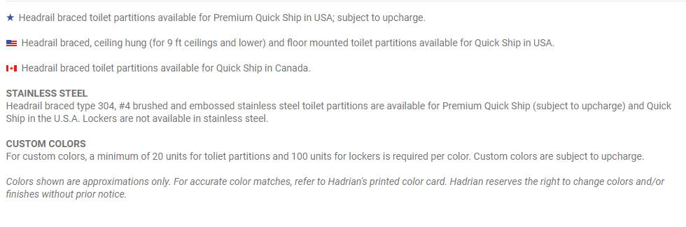 Powder Coated Steel Restroom Partitions Quick Ship Guide