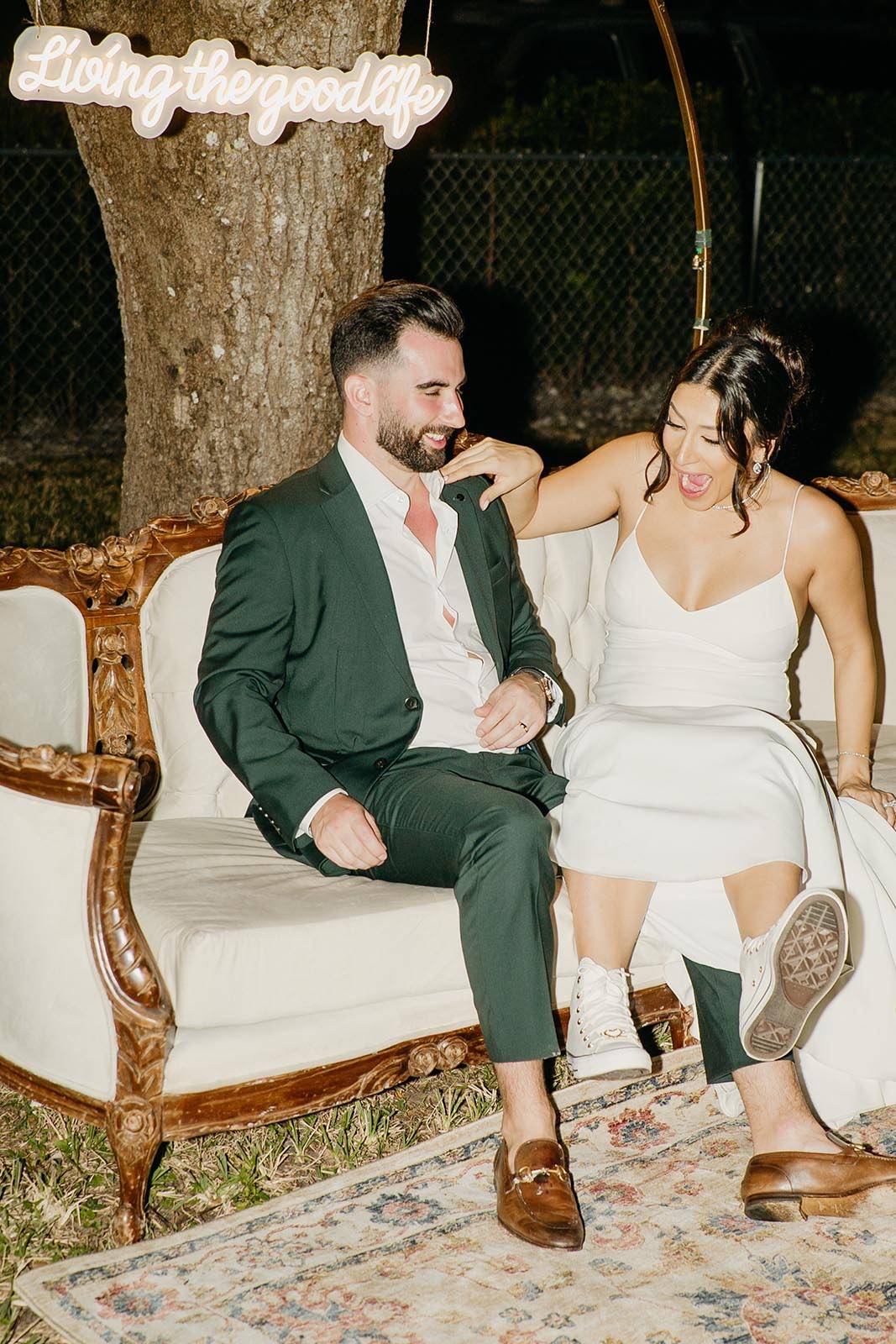 Bride and Groom laughing