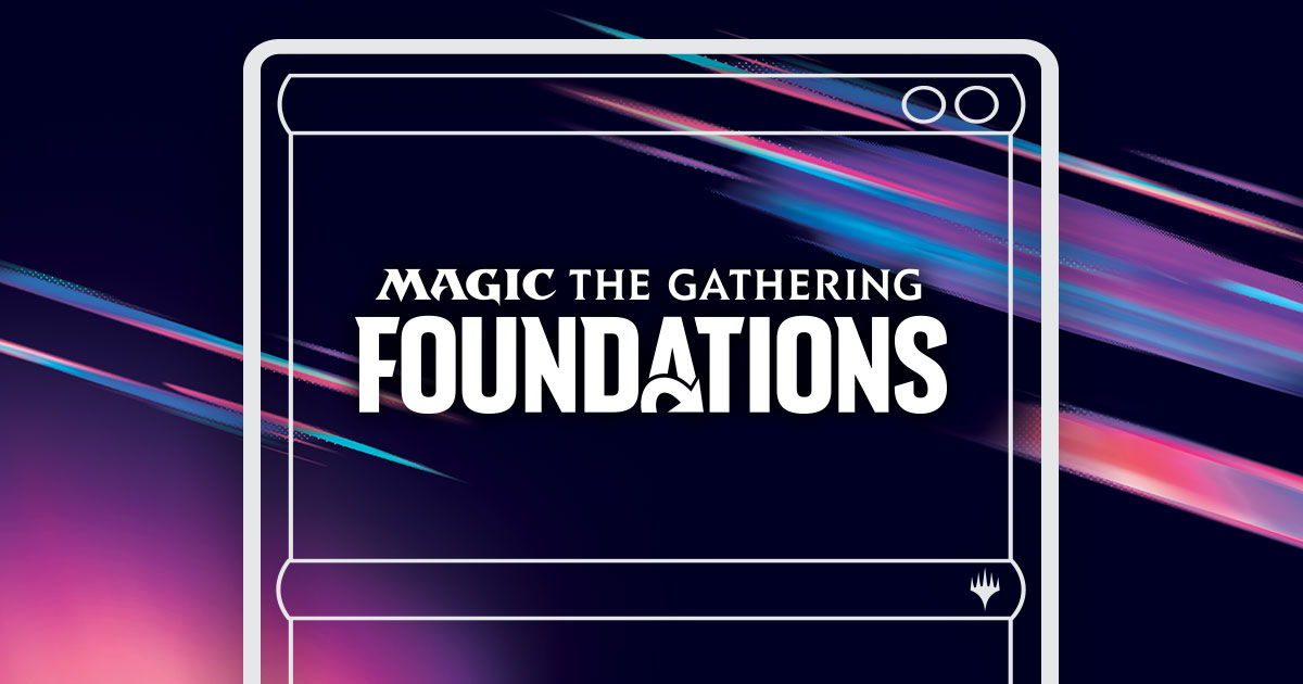 mtg future - Magic: The Gathering Foundations logo with colorful abstract background.
