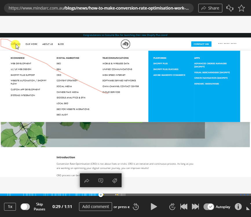 Session recording example
