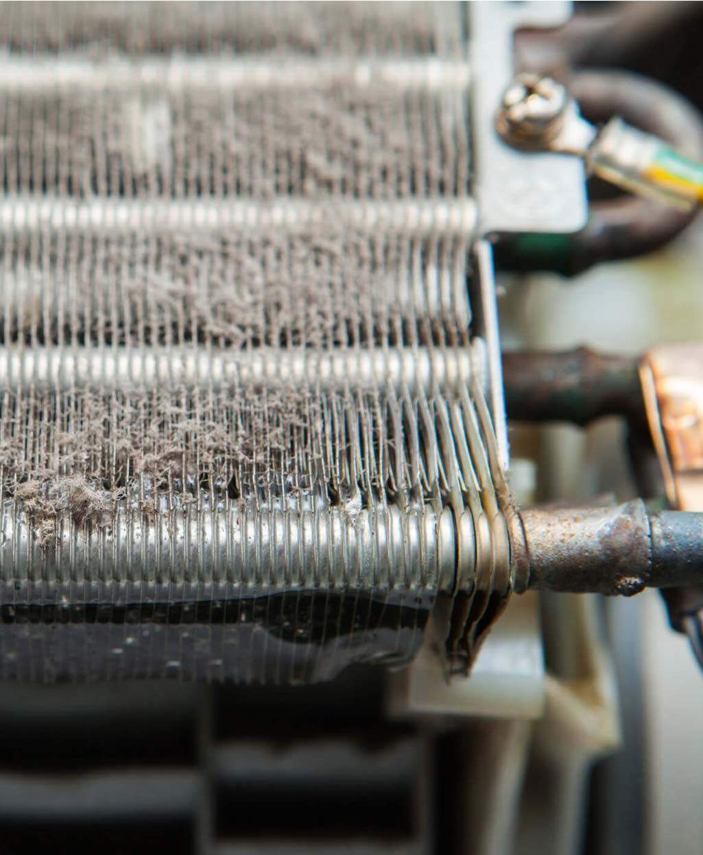 dust, dirt, bacteria on air conditioner evaporator coil