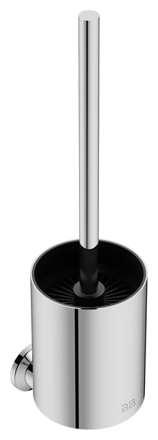 Polished stainless steel toilet brush. 