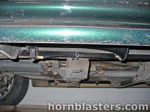 Train horn tucked behind rocker panel forest green body Toyota 4Runner Shocker XL undercarriage gallery photo 9