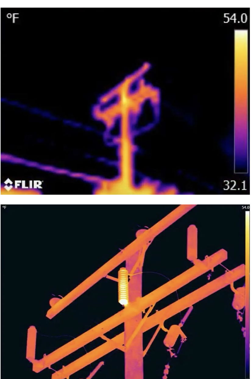 Thermal images of electrical infrastructure demonstrating how camera resolution and lens choice affect fault detection