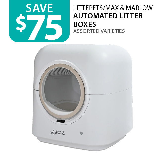 $75 off LittlePets and Max & Marlow Automated Litter Boxes