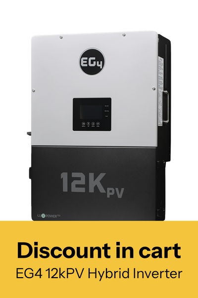 EG4 12kPV Hybrid Inverter with discount in cart.
