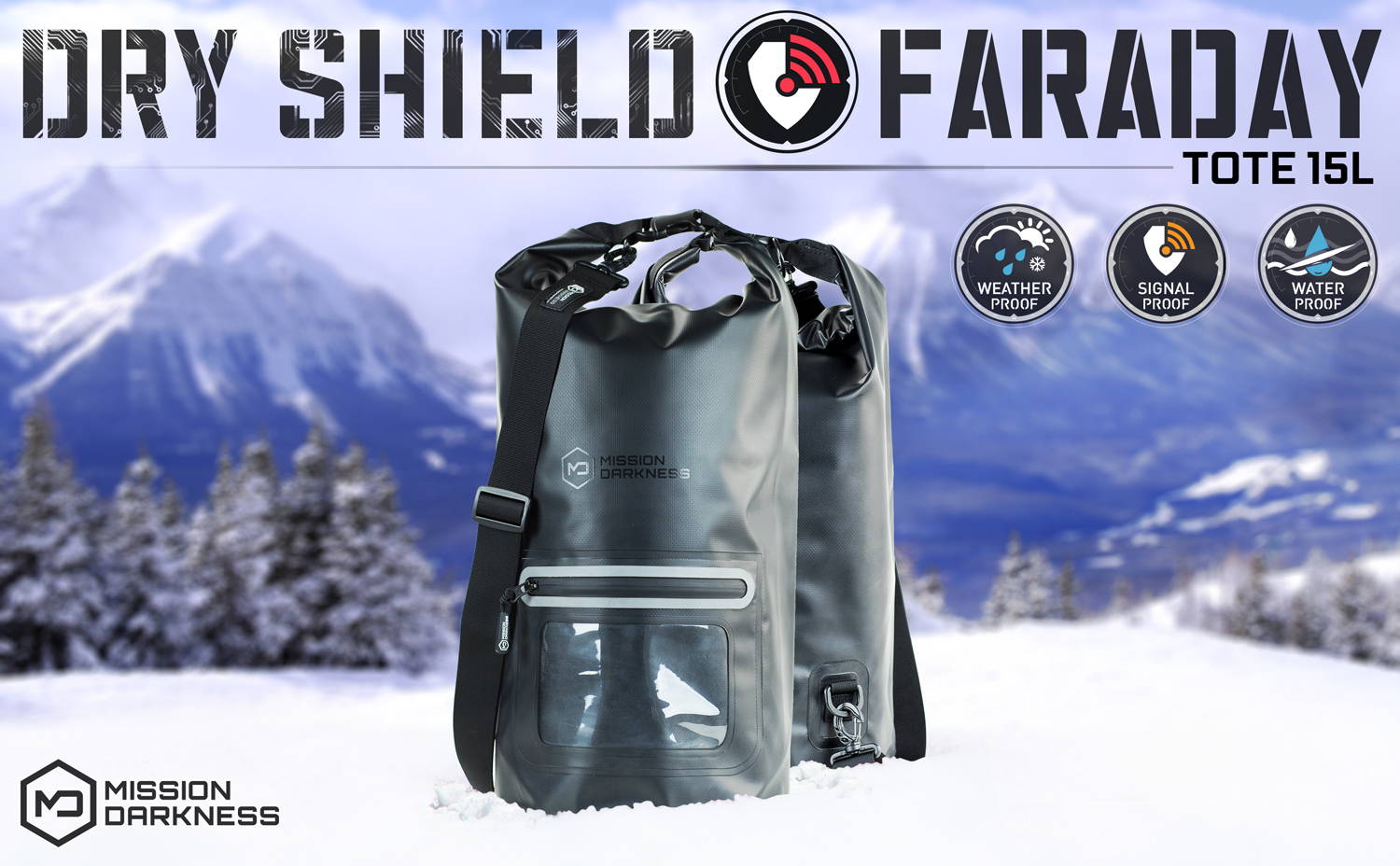 Mission darkness dry shield faraday tote bag 15 liter capacity shields electronics from radio frequency signals