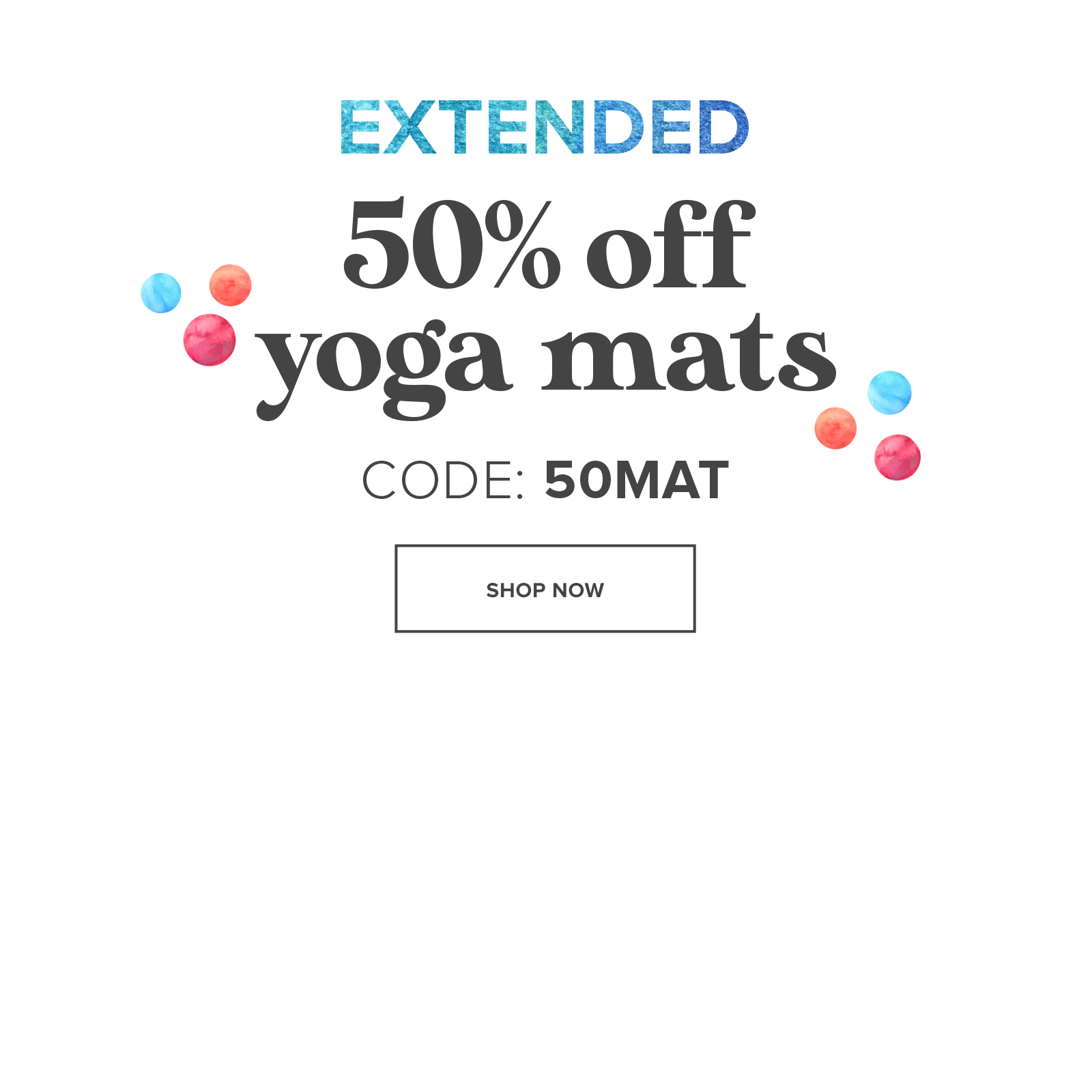 50% off yoga mats