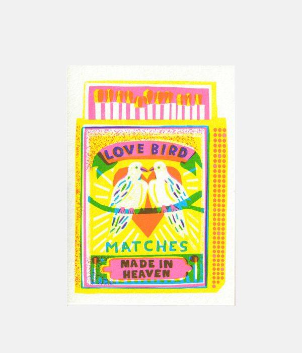 An image of the Printed Peanut Love Bird Matches card.