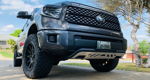 Rear-left undercarriage HornBlasters air tank five Shocker XL train horns solenoid manifold red TRD sway bar exhaust Rudy's 244K Spare Tire Delete featured gallery photo 1