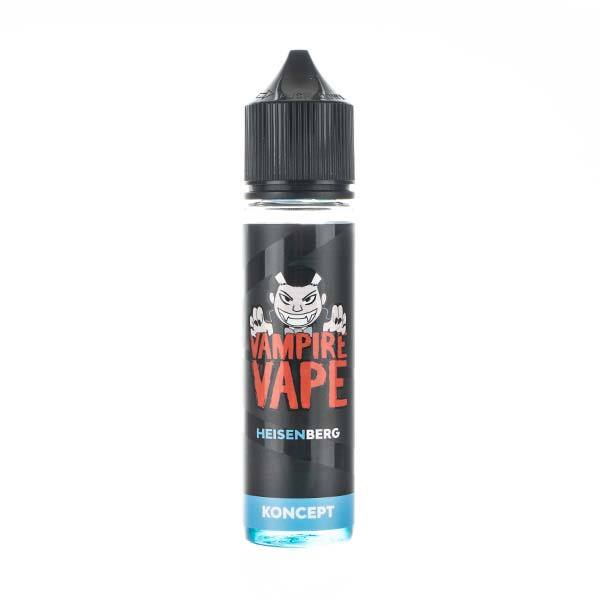 Bottle of Vampire Vape Heisenberg e-liquid with a black and blue design.