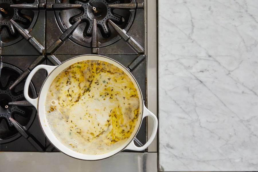 Soup simmering on stove