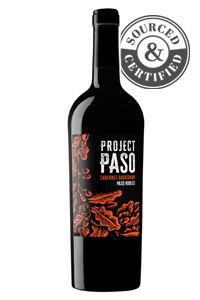 Bottle of Project Paso wine with a 