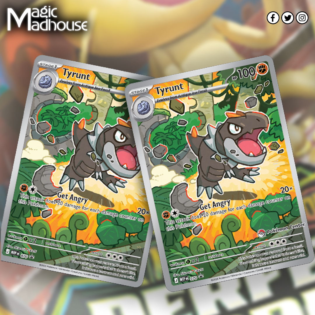 Two Tyrunt Pokémon cards, the Elite Trainer Box Promo from Perfect Order