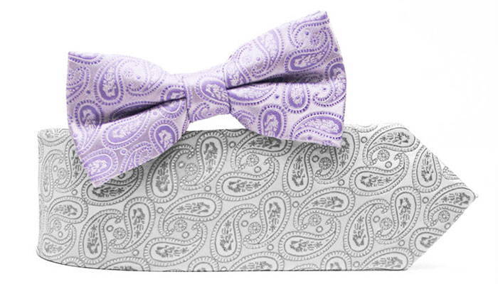 Paisley necktie and bow tie