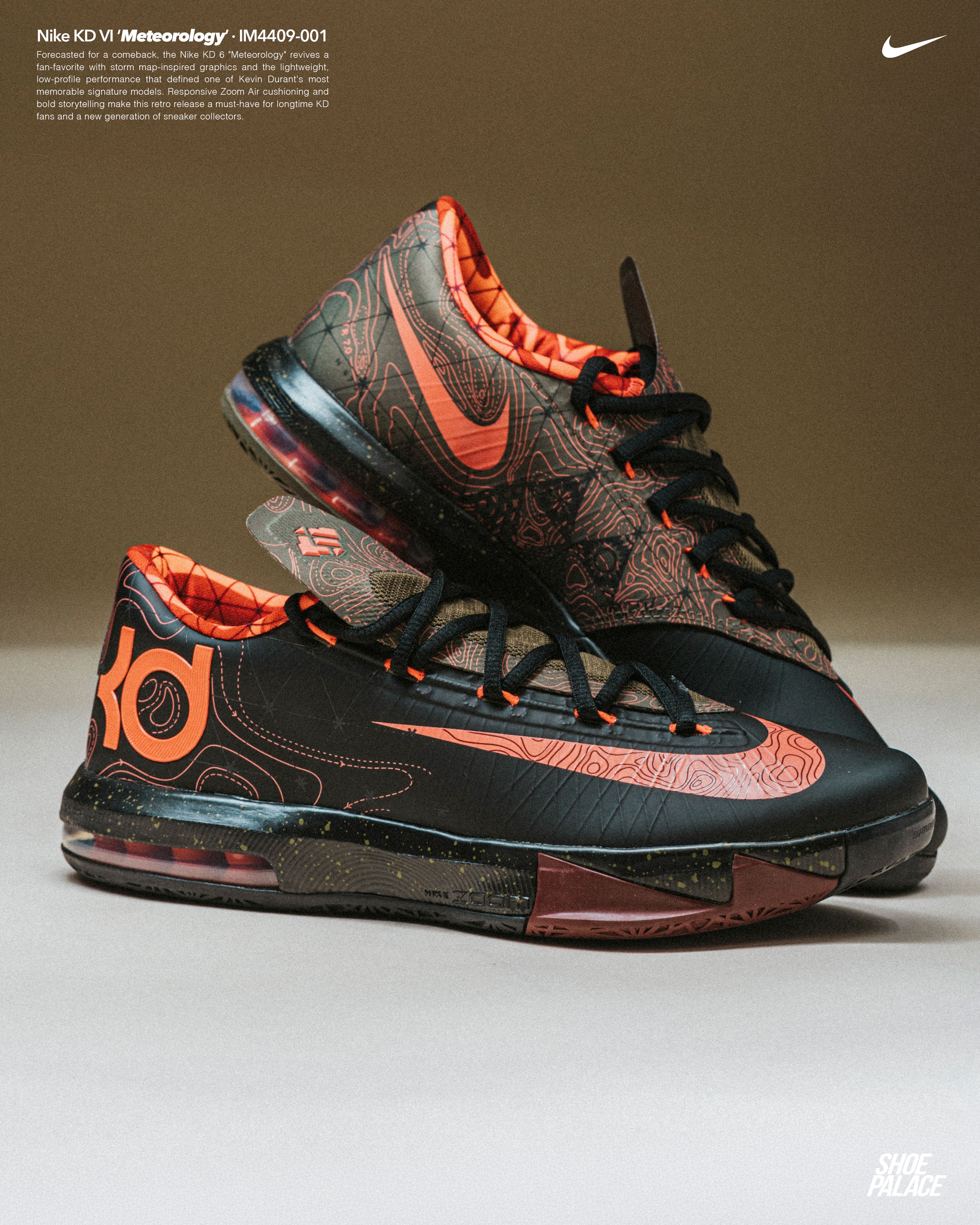 Nike basketball shoes in black and orange colorway.