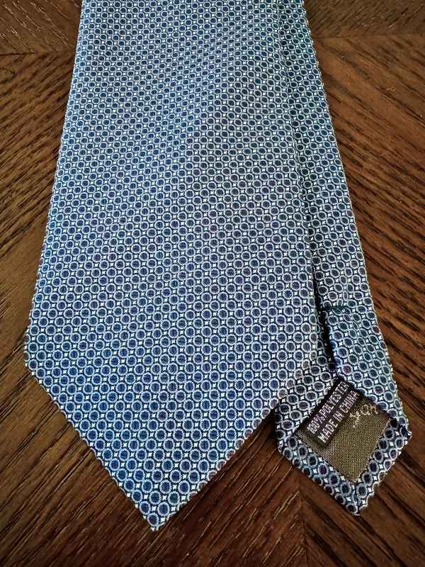 Closeup of a blue micro-pattern tie and material