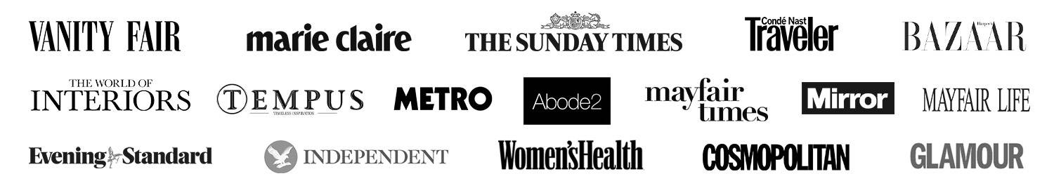 Media logos that have featured Mayfairsilk