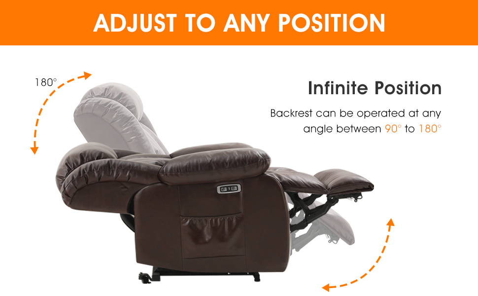 ASJMREYE Infinite Position Lift Recliner Chair W/ Massage and Heating, Power by Dual Motor