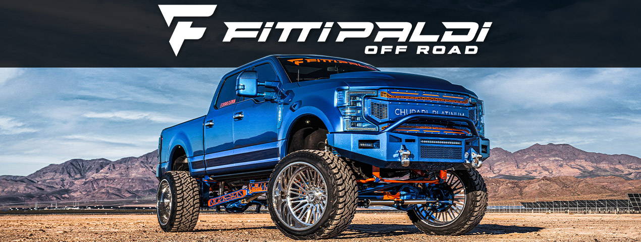 Fittipaldi Off Road Wheels Cover Image of a Blue Truck with Forged Wheels