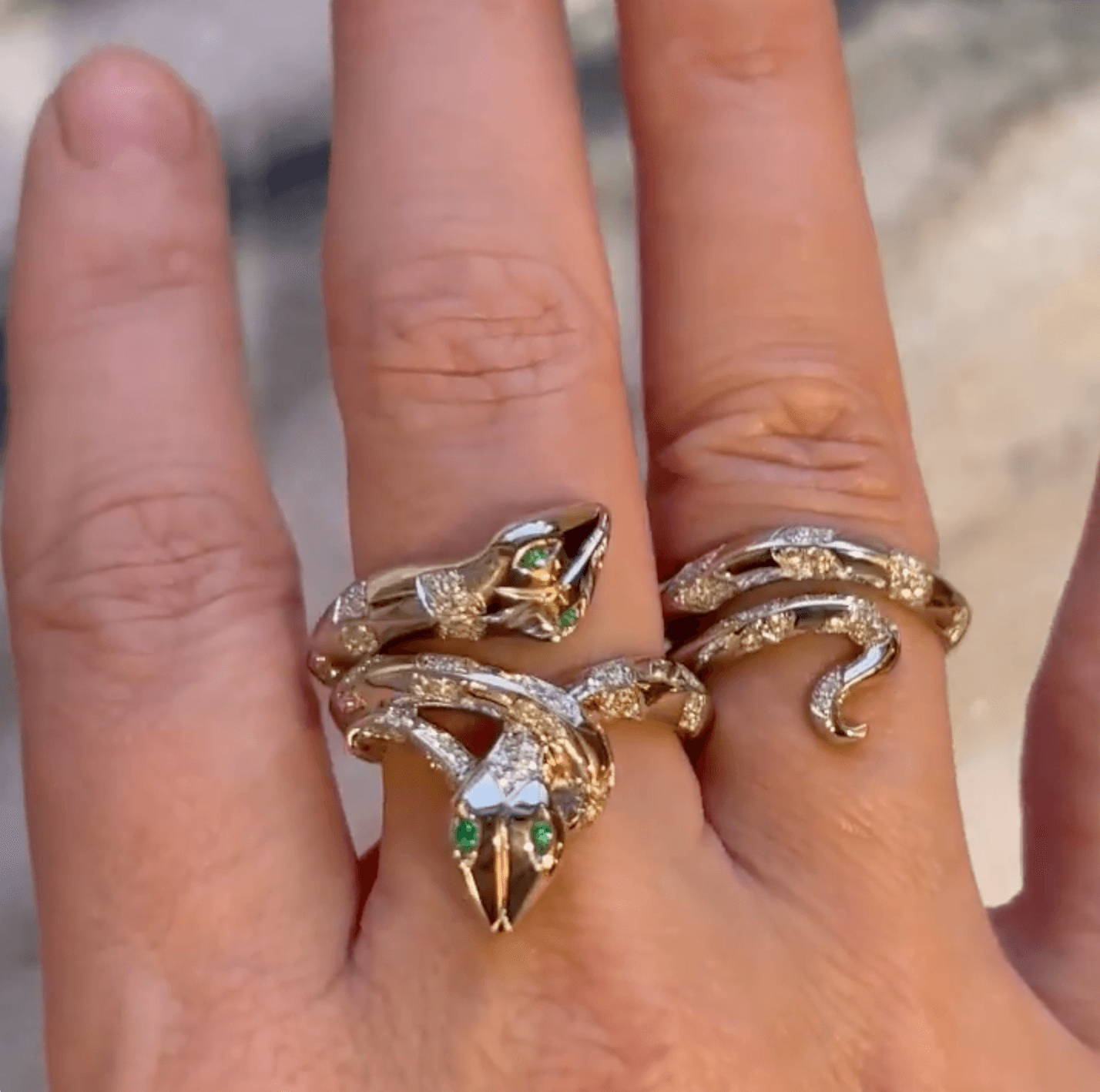 custom diamond snake ring set