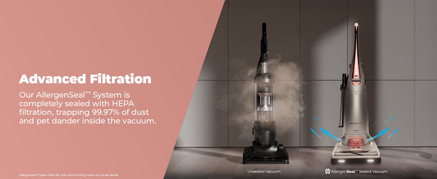 Two filtration devices displayed on a surface with text about advanced filtration.