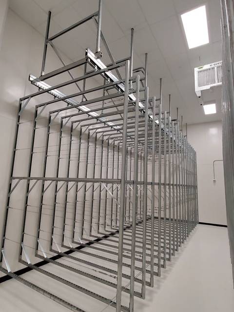 Drying racks are constructed from stock Unistrut components leading to faster lead times and quick installation.