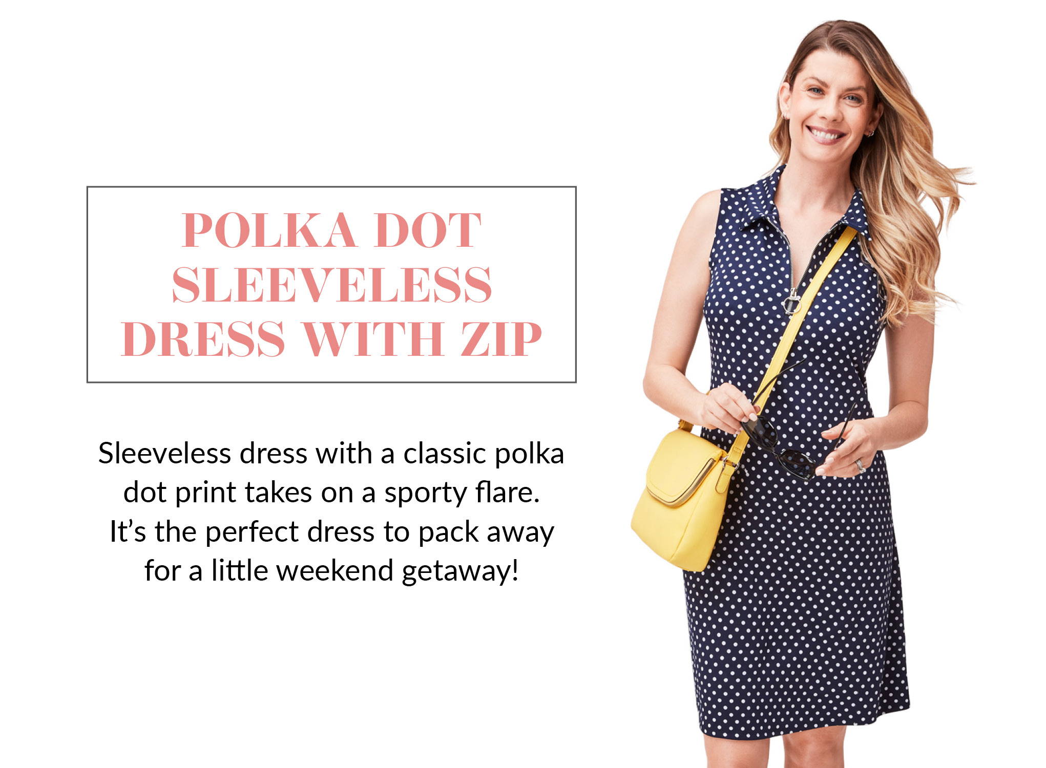Polka Dot Sleeveless Dress with Zip