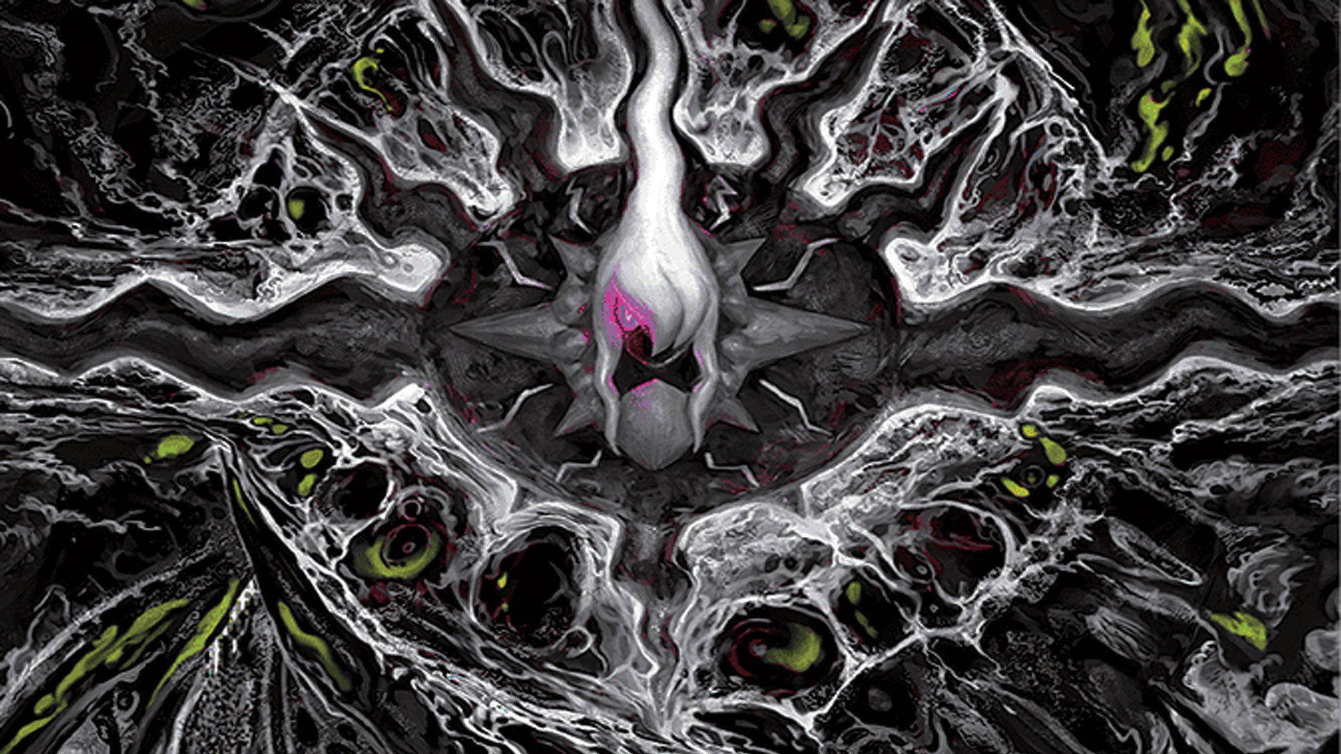 The artwork for the Mega Darkrai ex card from the Pokémon TCG's Pitch Black expansion.