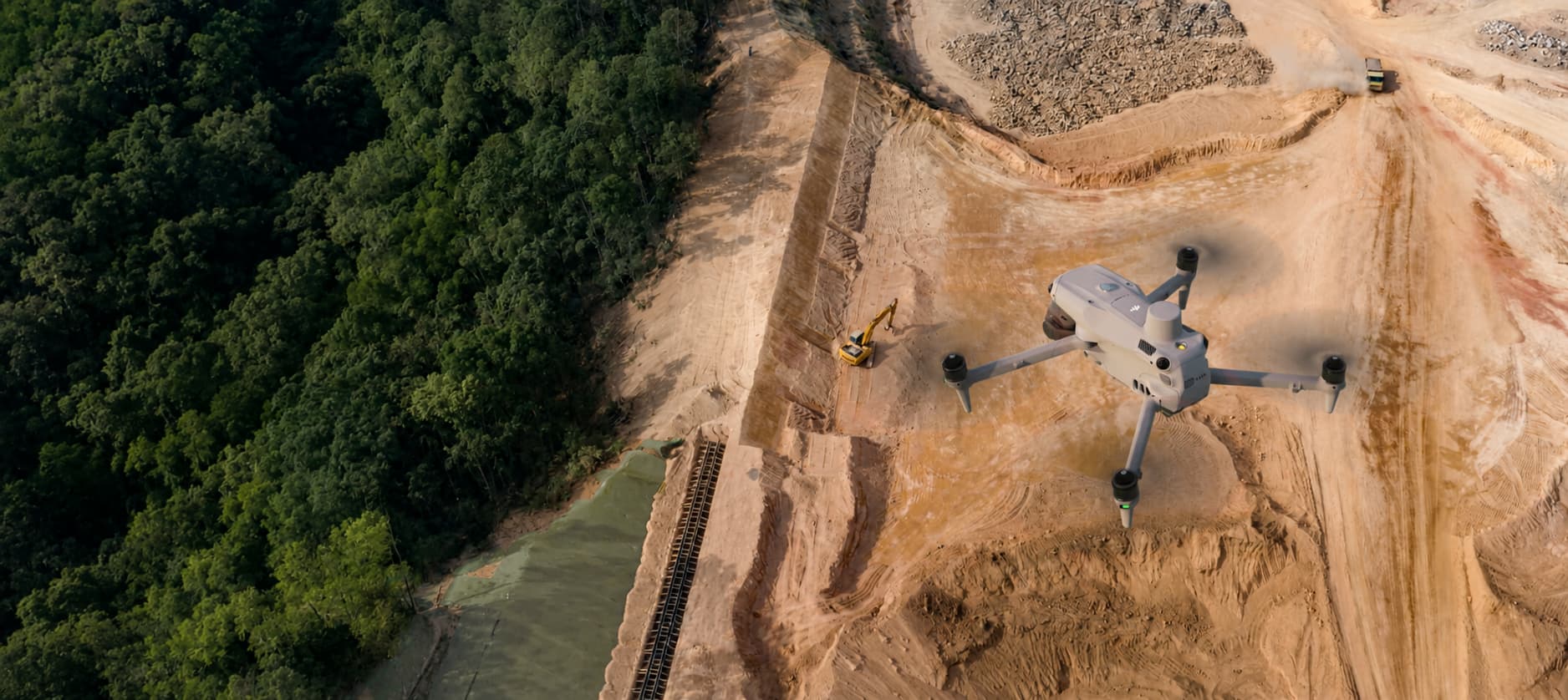 The DJI Matrice 4E can capture aerial imagery for mapping, terrain modelling and repeatable site surveys.