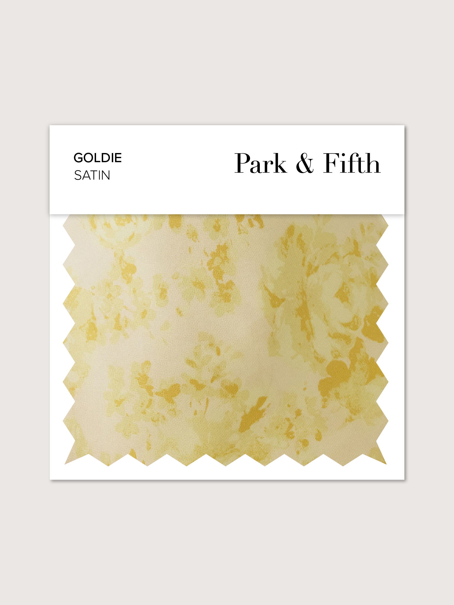 Fabric swatch in gold satin by Park & Fifth.